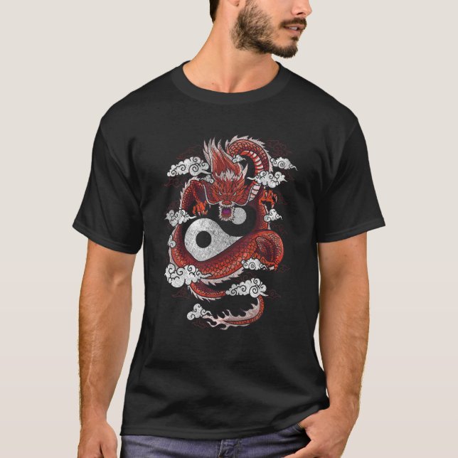 T-shirt Symbole dragon Yin Yang (Devant)
