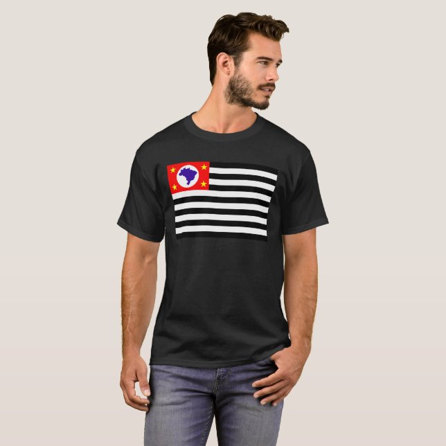 T-shirt Symbole du Brésil de drapeau de ville de Sao Paulo (Devant entier)