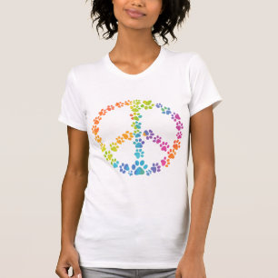 T-shirt SYMBOLE Empreinte de patte DE LA PAIX arc-en-ciel