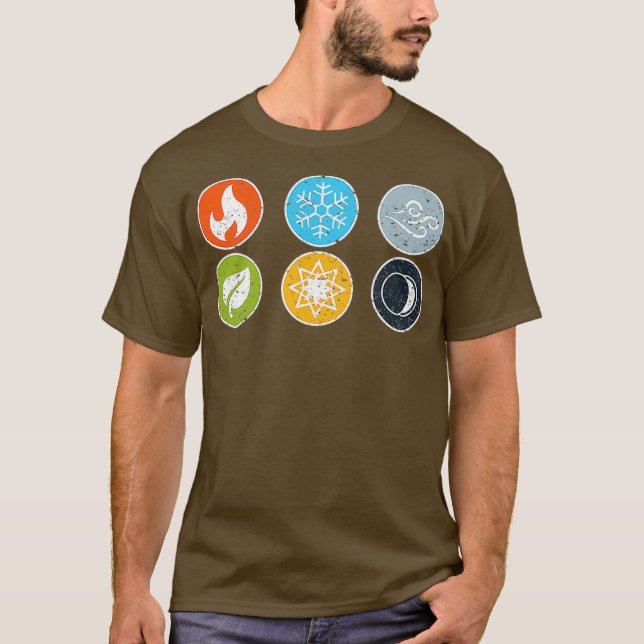 T-shirt Symbole Gloomhaven Elements Fire Ice Air Earth (Devant)