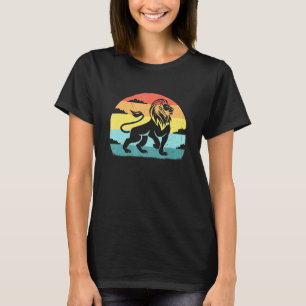 T-shirt Symbole Lion Majestic Retro Coucher de soleil Vint