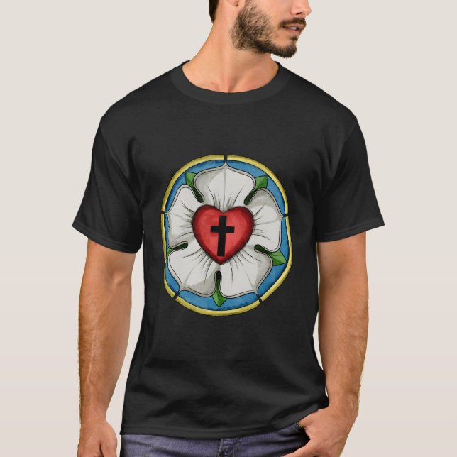 T-shirt Symbole luthérien Luther Seal Rose Croix chrétienn (Devant)