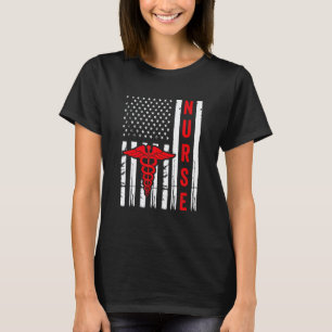 T-shirt Symbole médical Caducée Drapeau Américain Vintage 