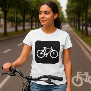 T-shirt Symbole minimaliste de vélo noir et blanc