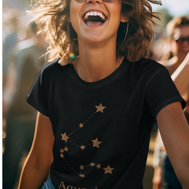 T-shirt Symbole moderne Zodiac Gold Aquarius | Air de l'él (Créateur téléchargé)