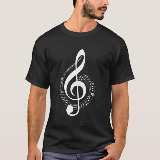 T-shirt Symbole musical White Treble Clef pour Mu (Devant)