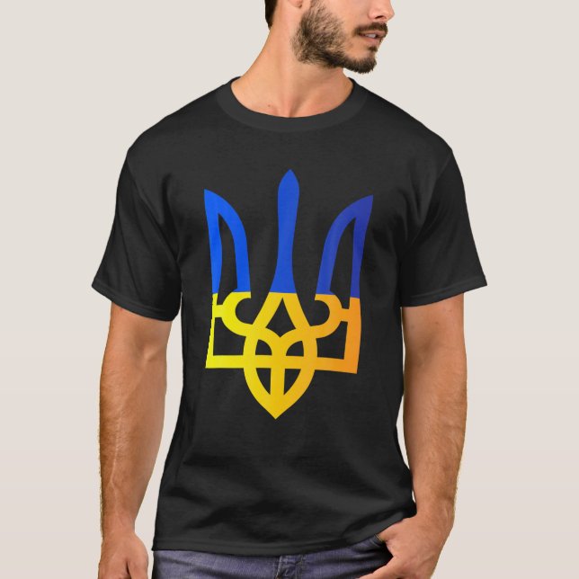 T-shirt SYMBOLE NATIONAL DES TRIENTS DE L'Ukraine Blu Drap (Devant)