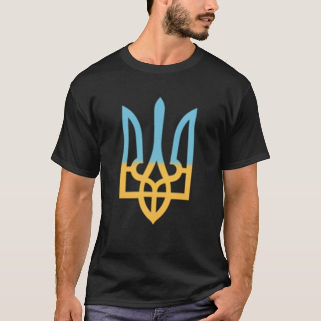 T-shirt SYMBOLE NATIONAL ukrainien Trident I stand With Uk (Devant)