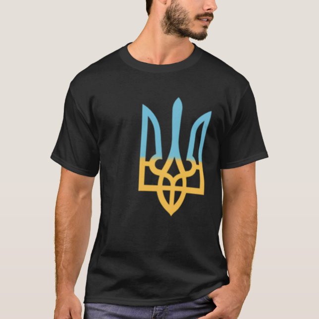 T-shirt SYMBOLE NATIONAL ukrainien Trident I stand With Uk (Devant)