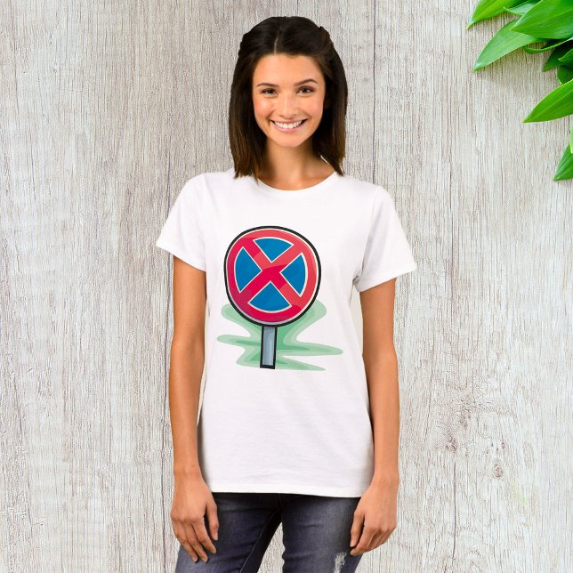 T-shirt Symbole rouge bleu de la route de stationnement (Créateur téléchargé)