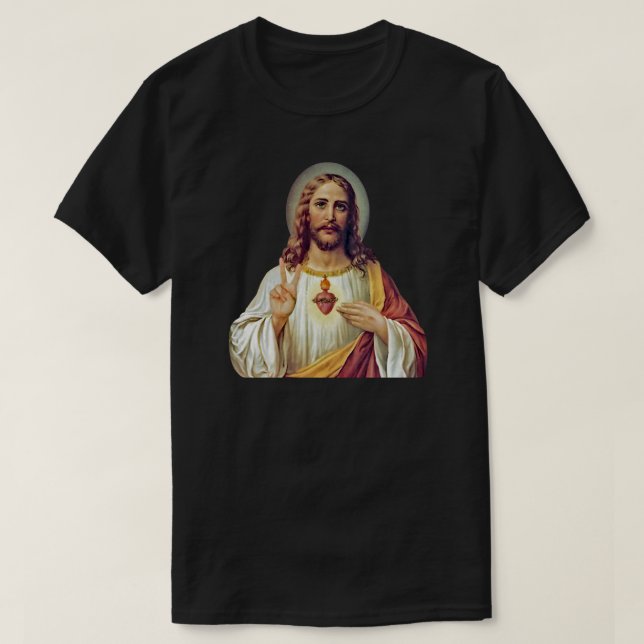 T-shirt Symbole Sacré-Coeur de Paix de Jésus Portrait (Design devant)