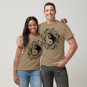 T-shirt Symbole Yin et Yang Style tatouage noir et blanc