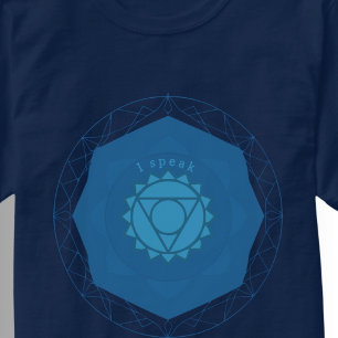 T-shirt Symbole Yoga Throat Chakra Bleu Vishuddha
