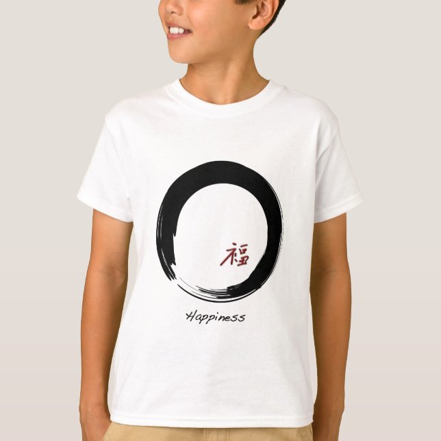 T-shirt Symbole zen avec le caractère du bonheur (Devant)