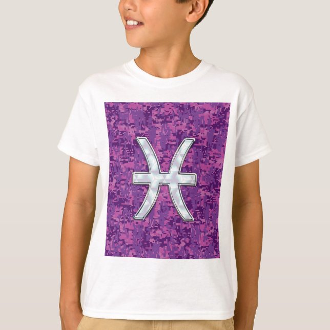 T-shirt Symbole ziolique des Poissons sur Camo numérique r (Devant)