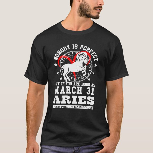 T-shirt Symbole Zodiac Aries 31 Mars Pour Femmes Hommes An (Devant)