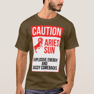 T-shirt Symbole Zodiac de Funny Aries Attention Aries Sun
