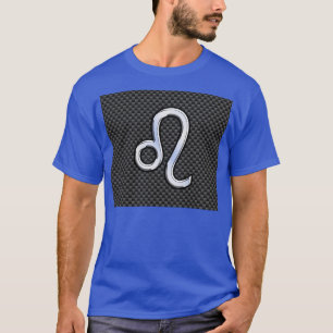 T-shirt Symbole Zodiaque Leo Argent Fibre Carbone Charbon