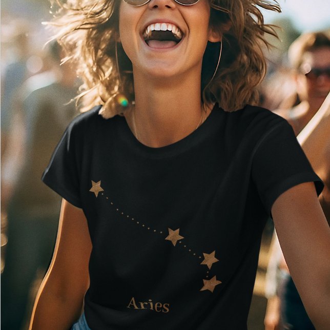T-shirt SYMBOLE Zodiaque moderne Gold Aries | Incendie d'é (Créateur téléchargé)