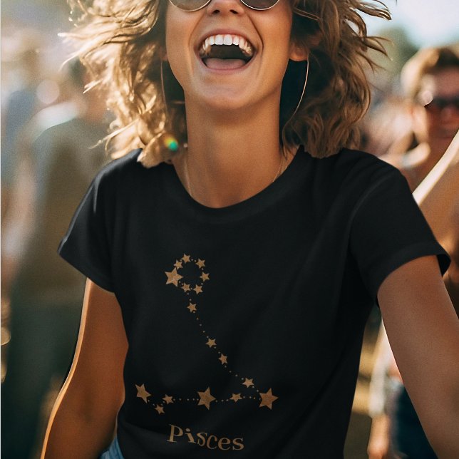 T-shirt SYMBOLE Zodiaque Moderne Poissons Or | Eau de l'él (Créateur téléchargé)