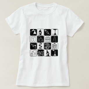 T-SHIRT SYMBOLES ET OUTILS DE SCIENTIFIQUE DE LABORATOIRE