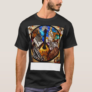 T-shirt Symboles Musicaux Dans Une Fenêtre En Verre Tiré 3