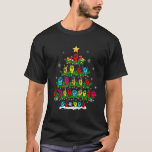 T-shirt Sympa Asl Arbre de Noël Langue des signes Noël Sou