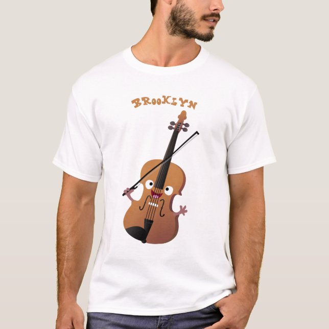 T-shirt Sympa drôle violon personnage de dessin animé (Devant)