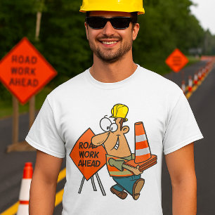T-shirt Sympathique Travailleur de la construction Route d