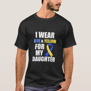 T-shirt Syndrome de Down Je Porte Bleu Jaune Pour Ma Fille