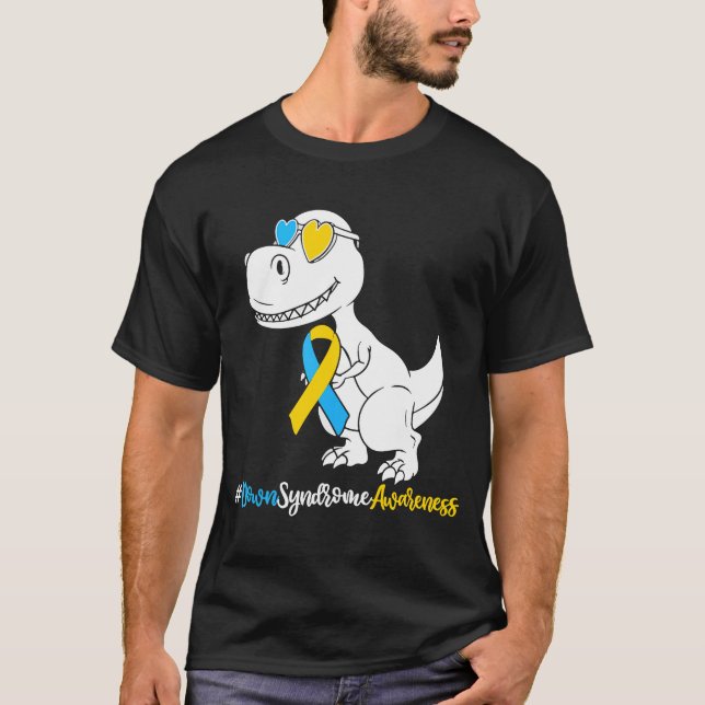 T-shirt Syndrome de Down T Rex Dinosaur Garçons Enfants Tr (Devant)