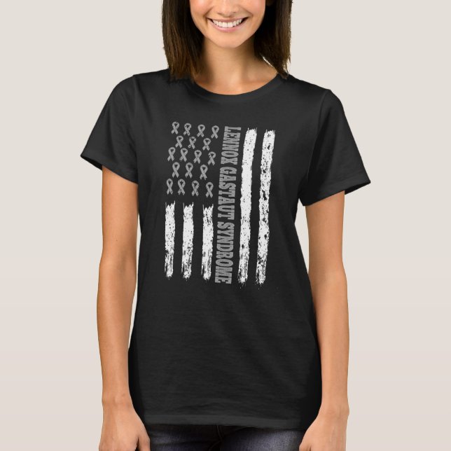 T-shirt Syndrome de Lennox Gastaut Usa American Flag Brain (Devant)