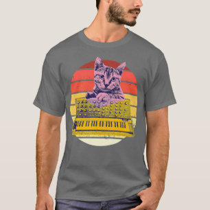 T-shirt Synthétiseur & Chat Vintage analogique Synth Retro