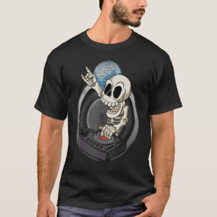 T-shirt Synthétiseur de bureau de mixage Skeleton Dj Techn