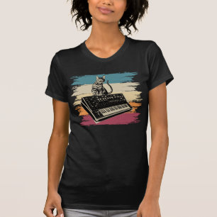 T-shirt Synthétiseur modulaire Musique électronique Chat