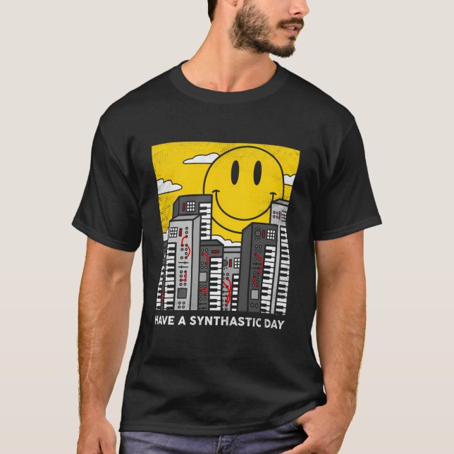 T-shirt Synthétiseur Ont Un Jour Synthastique Analog Dj Ge (Devant)