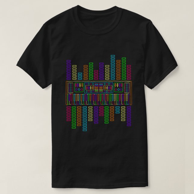 T-shirt Synthétiseur synthétiseur de piano Techno analogiq (Design devant)