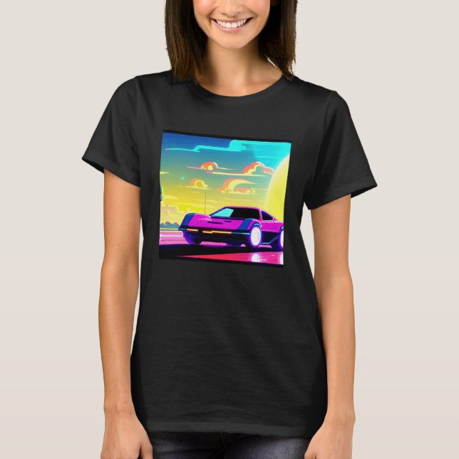 T-shirt Synthwave car outrun retrowave futuresynth sci fi  (Devant)