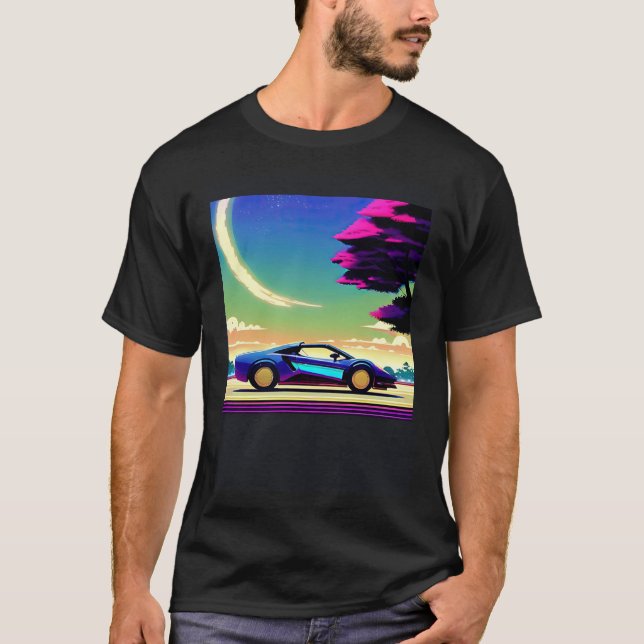 T-shirt Synthwave car outrun retrowave futuresynth sci fi  (Devant)