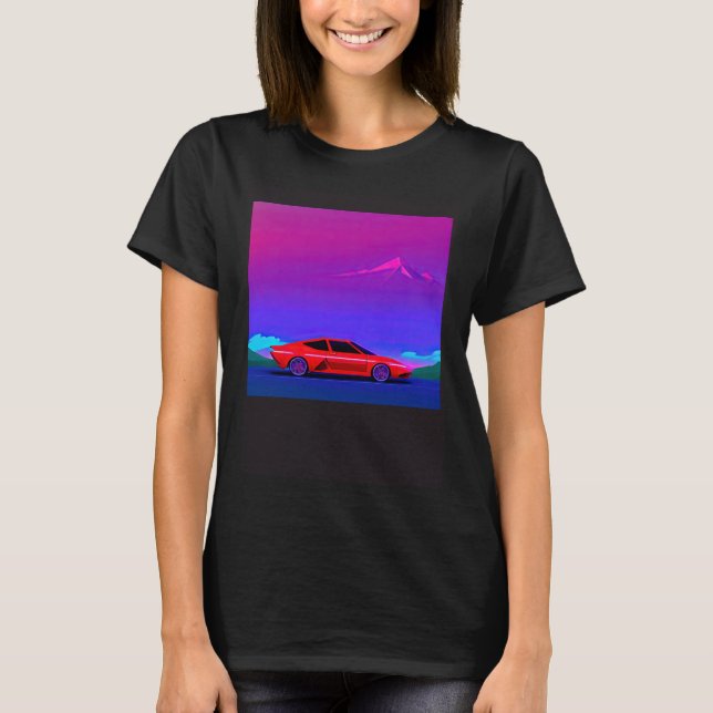 T-shirt Synthwave car outrun retrowave futuresynth sci fi  (Devant)