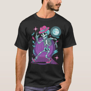 T-shirt Synthwave Dancing Skeleton Retro 80s Halloween