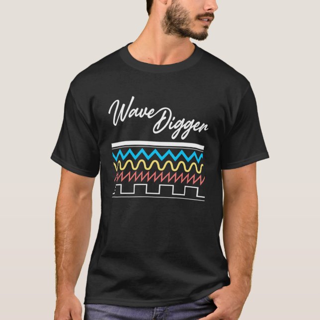 T-shirt Synthwave Digger Synthwave Waveform (Devant)