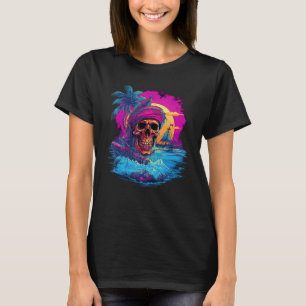 T-shirt Synthwave Shipwreck Synth Inspiré Pirate Crâne