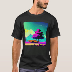 T-shirt Synthwave voiture outrun rétrowave futuresynth sci