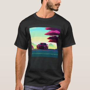T-shirt Synthwave voiture outrun rétrowave futuresynth sci
