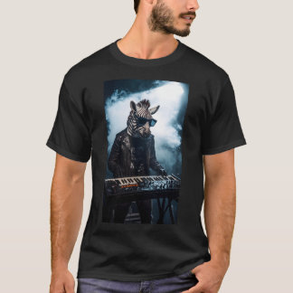 T-Shirt Synthwave Zèbre Claviériste