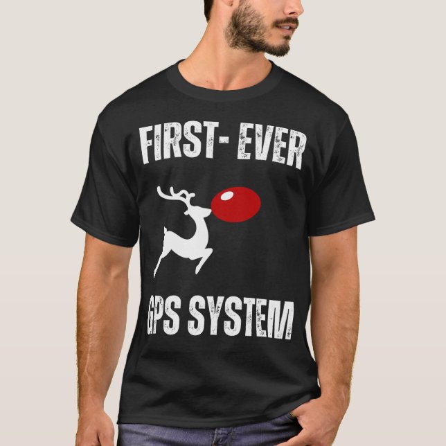 T-shirt Système Gps Drôle Reindeer (Devant)