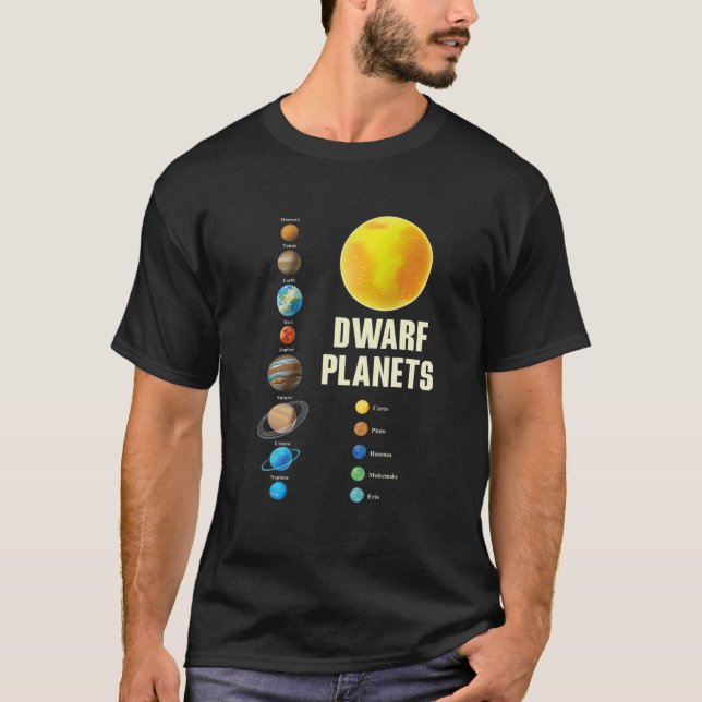 T-shirt Système solaire Enfants et Adultes Planètes naines (Devant)