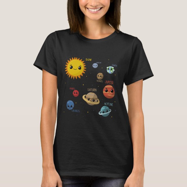 T-shirt Système solaire Kawaii (Devant)