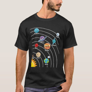T-shirt Système Solaire Planète Coloré Pour
